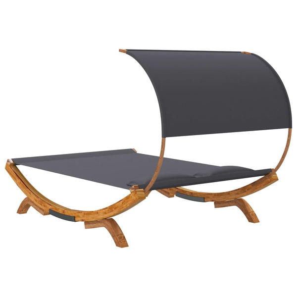 Outdoor Lounge Bed With Canopy 165X203x126cm Solid Bent Wood Anthracite Loungers