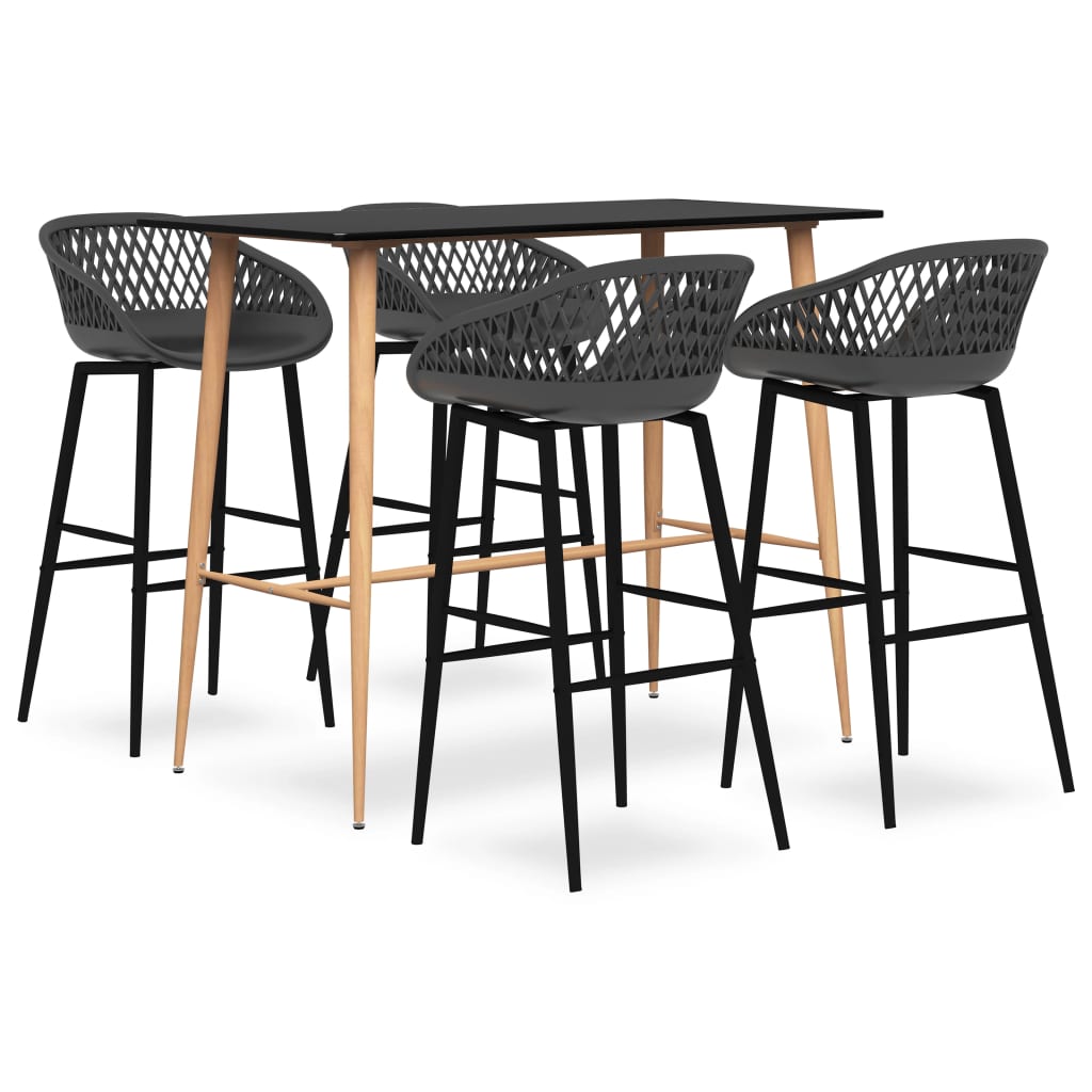 5 Piece Bar Set Black And Grey Patio Furniture Sets