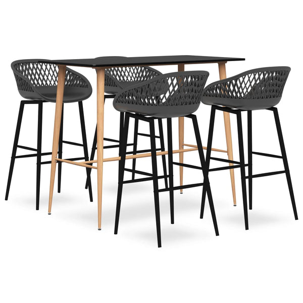 5 Piece Bar Set Black And Grey Patio Furniture Sets
