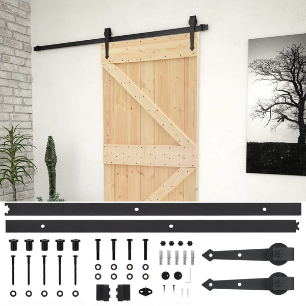 Sliding Door With Hardware Set 80X210 Cm Solid Pine Wood Sliding Door Hardware