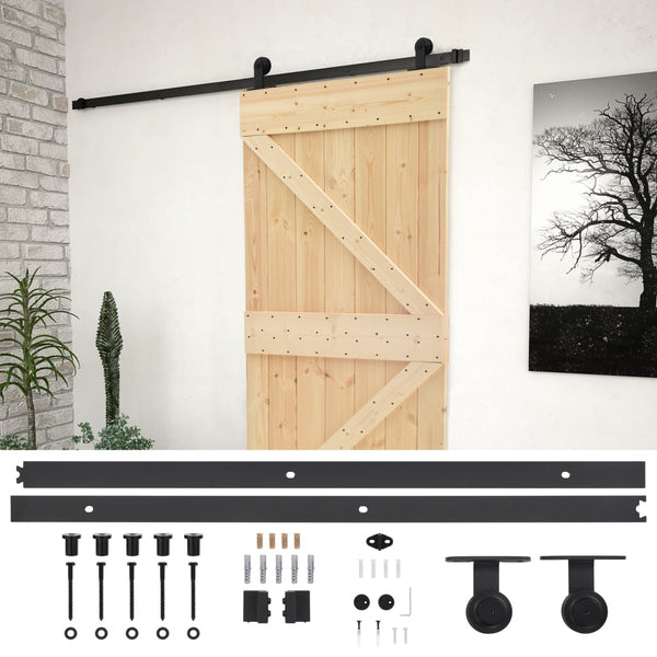 Sliding Door With Hardware Set 80X210 Cm Solid Pine Wood Sliding Door Hardware
