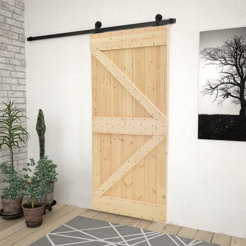 Sliding Door With Hardware Set 80X210 Cm Solid Pine Wood Sliding Door Hardware