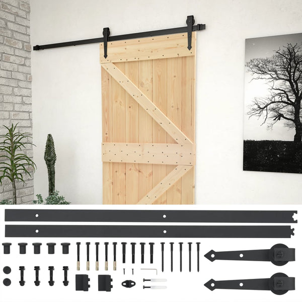 Sliding Door With Hardware Set 90X210 Cm Solid Pine Wood Sliding Door Hardware