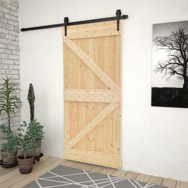 Sliding Door With Hardware Set 90X210 Cm Solid Pine Wood Sliding Door Hardware