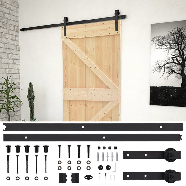 Sliding Door With Hardware Set 90X210 Cm Solid Pine Wood Sliding Door Hardware