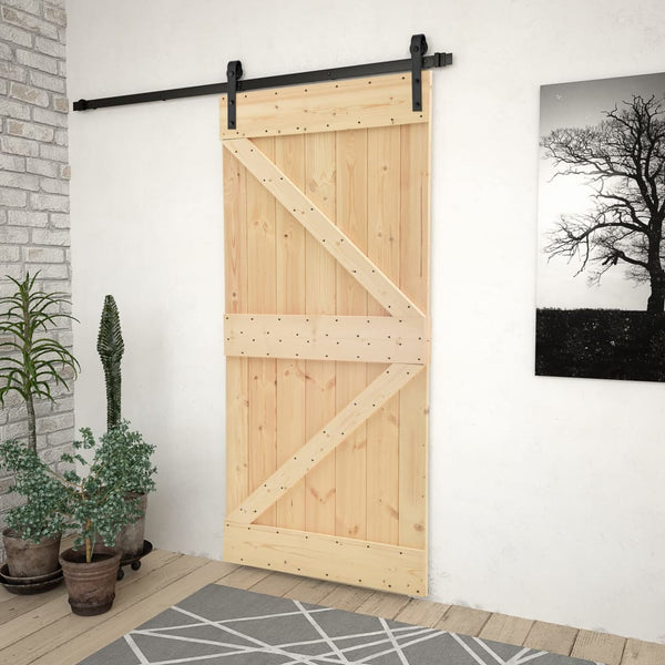 Sliding Door With Hardware Set 90X210 Cm Solid Pine Wood Sliding Door Hardware
