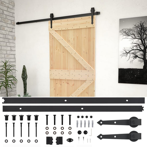 Sliding Door With Hardware Set 100X210 Cm Solid Pine Wood Sliding Door Hardware