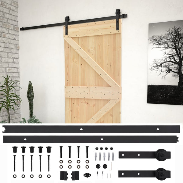 Sliding Door With Hardware Set 100X210 Cm Solid Pine Wood Sliding Door Hardware