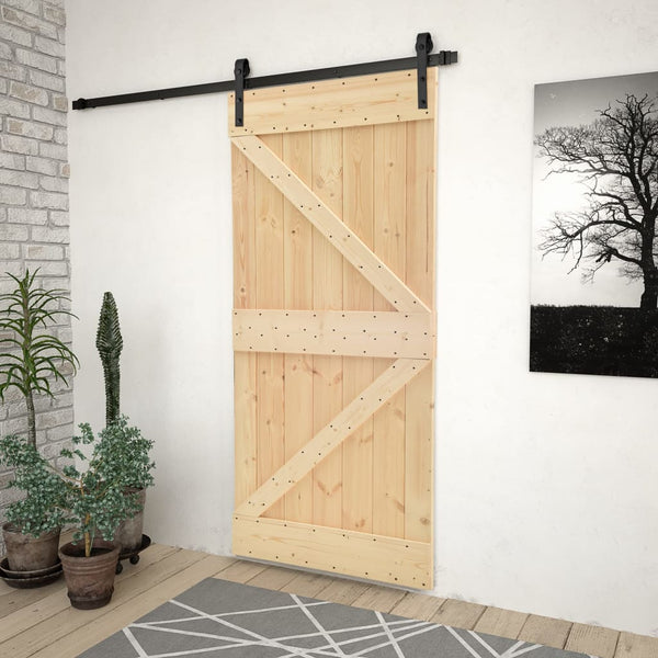 Sliding Door With Hardware Set 100X210 Cm Solid Pine Wood Sliding Door Hardware