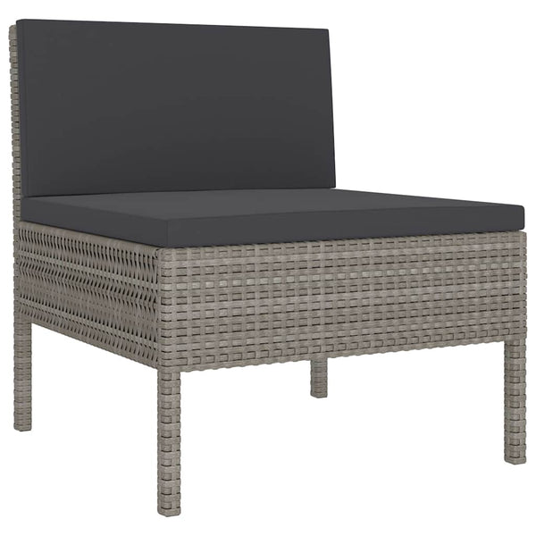 Vidaxl 6 Piece Garden Lounge Set With Cushions Poly Rattan Grey Loungers