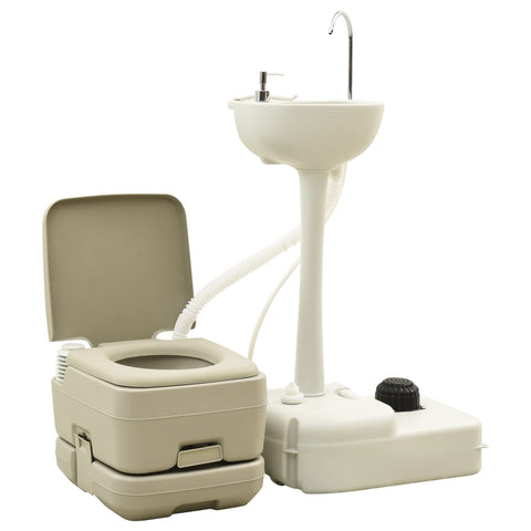 Camping Toilet 10+10L And Handwash Stand 20L Set Grey Portable Toilets & Accessories