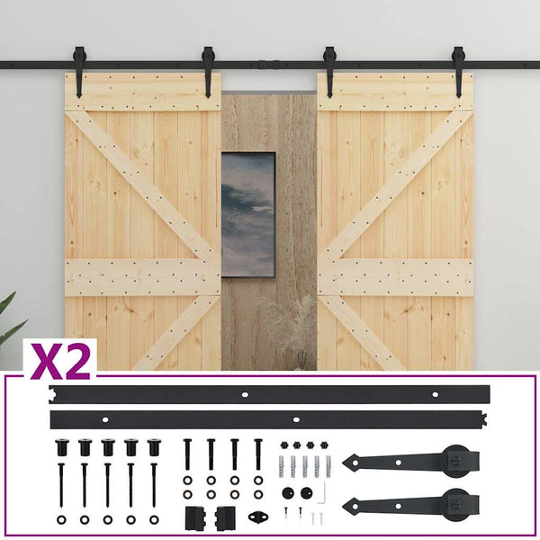 Sliding Door With Hardware Set 80X210 Cm Solid Pine Wood Sliding Door Hardware