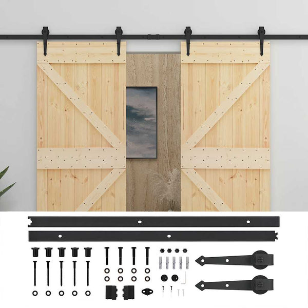 Sliding Door With Hardware Set 80X210 Cm Solid Pine Wood Sliding Door Hardware