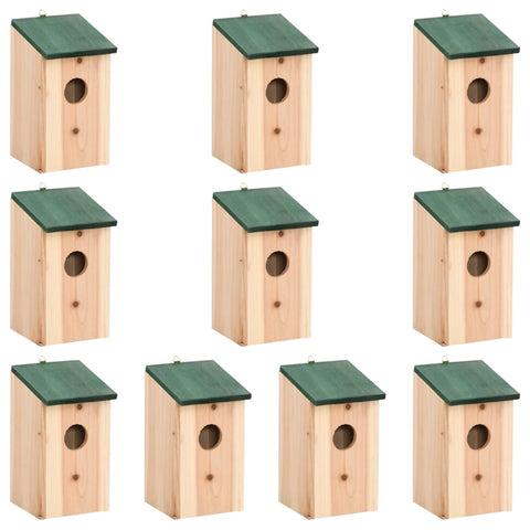 Bird Houses 10 Pcs Solid Firwood 12X12x22 Cm