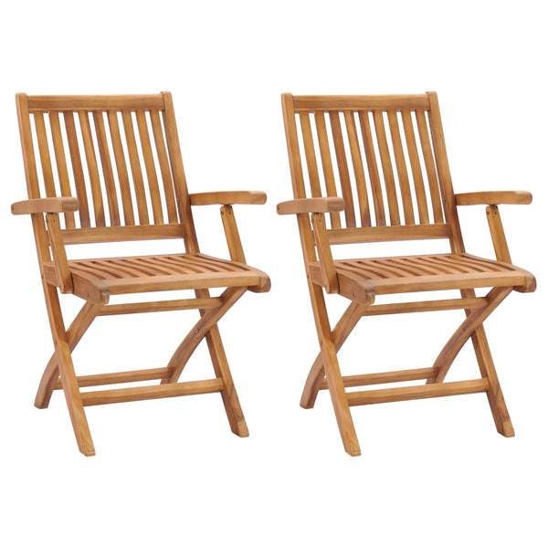 Folding Garden Chairs 2 Pcs Solid Teak Wood Patio Chairs