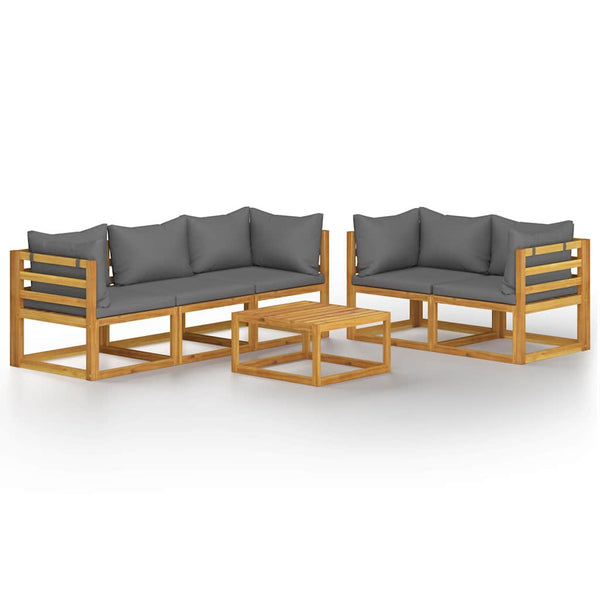 Vidaxl 6 Piece Garden Lounge Set With Cushion Solid Acacia Wood Loungers