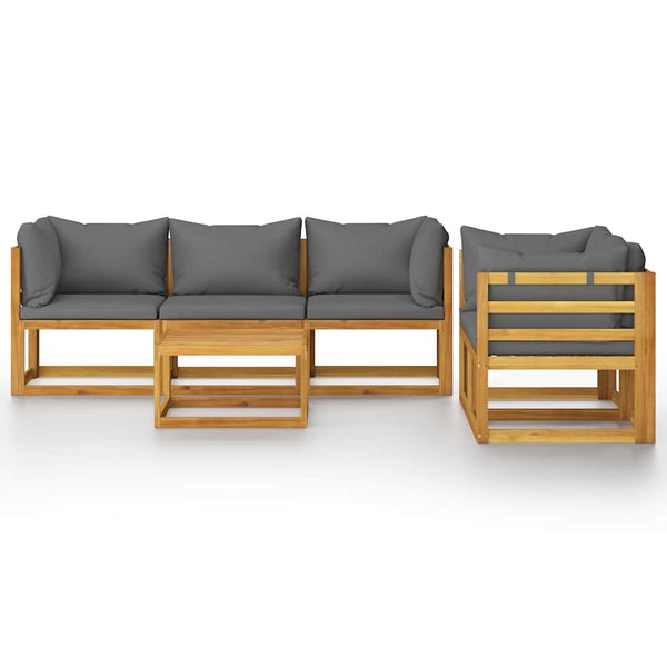 Vidaxl 6 Piece Garden Lounge Set With Cushion Solid Acacia Wood Loungers