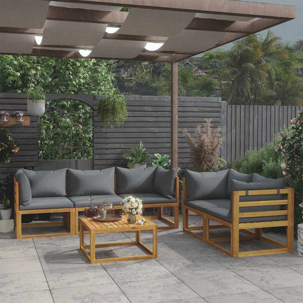 Vidaxl 6 Piece Garden Lounge Set With Cushion Solid Acacia Wood Loungers