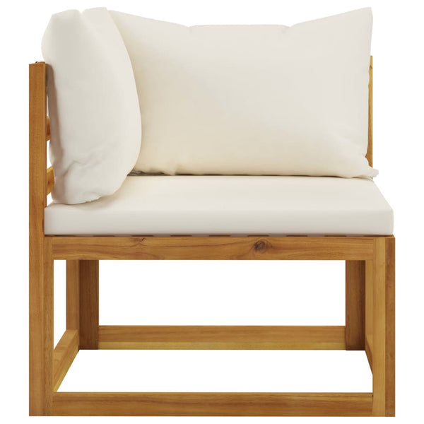 8 Piece Garden Lounge Set With Cushion Cream Solid Acacia Wood Patio Furniture Sets