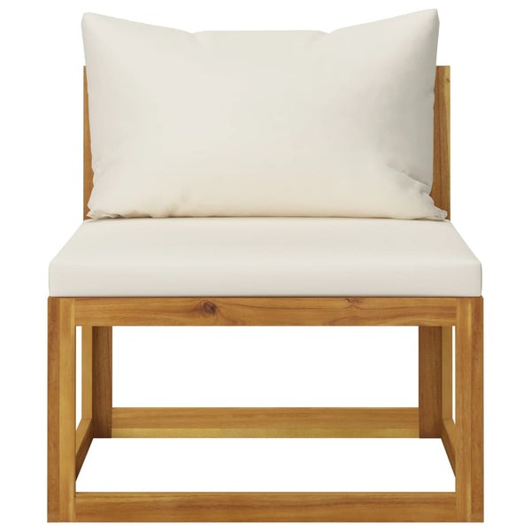 8 Piece Garden Lounge Set With Cushion Cream Solid Acacia Wood Patio Furniture Sets