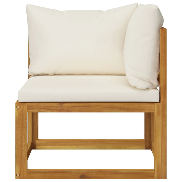 5 Piece Garden Lounge Set With Cushion Cream Solid Acacia Wood Patio Furniture Sets