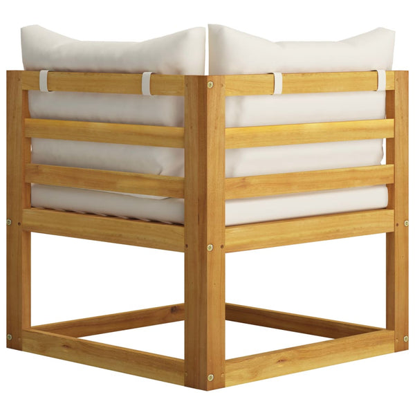 5 Piece Garden Lounge Set With Cushion Cream Solid Acacia Wood Patio Furniture Sets