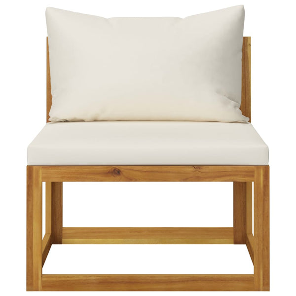 5 Piece Garden Lounge Set With Cushion Cream Solid Acacia Wood Patio Furniture Sets