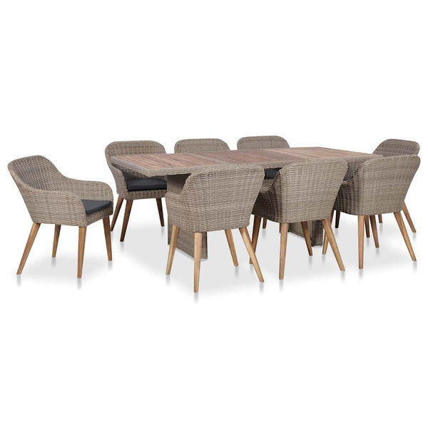 Vidaxl 9 Piece Outdoor Dining Set With Cushions Poly Rattan Outdoor Dining Sets