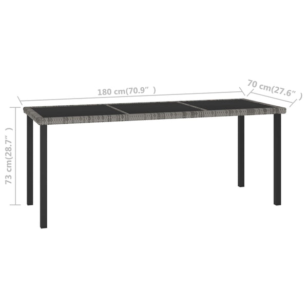 Garden Dining Table Grey 180X70x73 Cm Poly Rattan Dining Tables