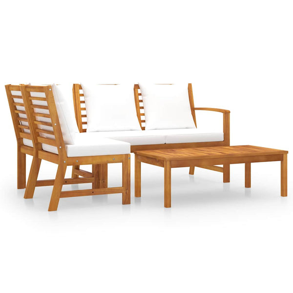 Vidaxl 4 Piece Garden Lounge Set With Cushion Cream Solid Acacia Wood Loungers
