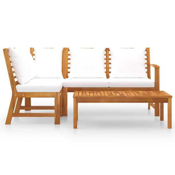 Vidaxl 4 Piece Garden Lounge Set With Cushion Cream Solid Acacia Wood Loungers