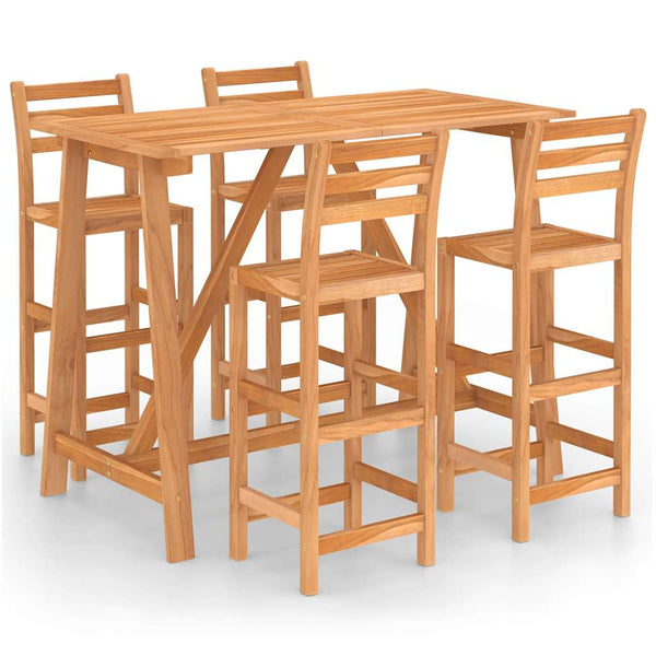 Vidaxl 5 Piece Outdoor Bar Set Solid Acacia Wood Other Patio & Garden Furniture