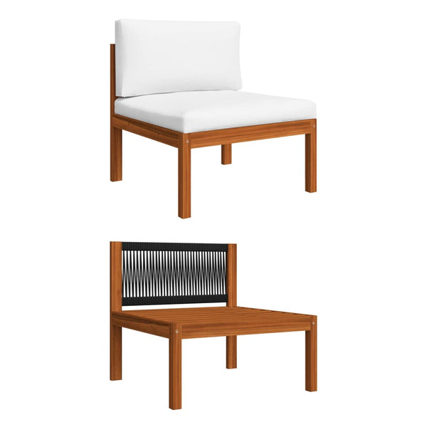 Vidaxl 6 Piece Garden Lounge Set With Cushions Cream Wood Acacia&Rope Loungers