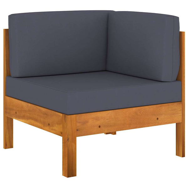 Vidaxl 8 Piece Garden Lounge Set With Dark Grey Cushions Acacia Wood Loungers