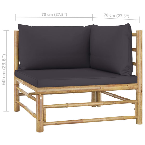 6 Piece Garden Lounge Set With Dark Grey Cushions Bamboo Patio Furniture Sets