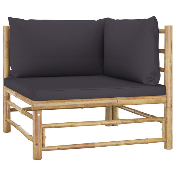6 Piece Garden Lounge Set With Dark Grey Cushions Bamboo Patio Furniture Sets