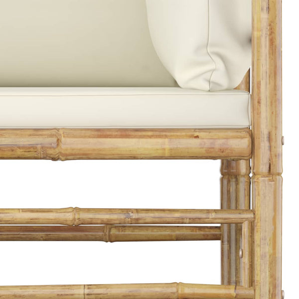 Vidaxl 4 Piece Garden Lounge Set With Cream White Cushions Bamboo Loungers