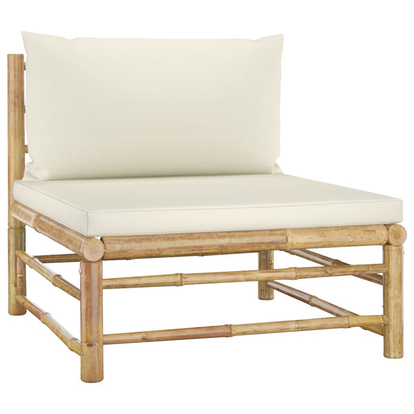 Vidaxl 4 Piece Garden Lounge Set With Cream White Cushions Bamboo Loungers
