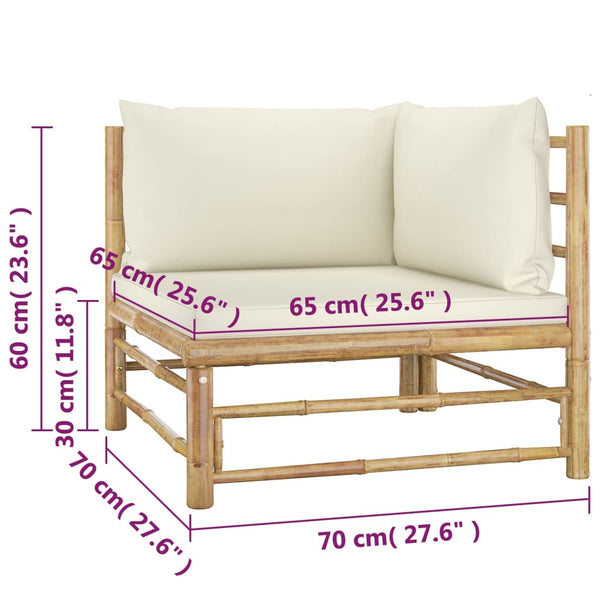 Vidaxl 4 Piece Garden Lounge Set With Cream White Cushions Bamboo Loungers