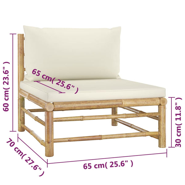 Vidaxl 4 Piece Garden Lounge Set With Cream White Cushions Bamboo Loungers