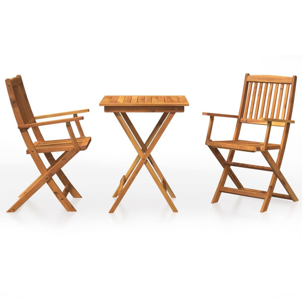 Vidaxl 3 Piece Folding Garden Dining Set Solid Acacia Wood Dining Sets