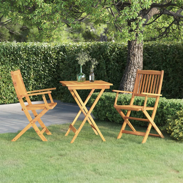 Vidaxl 3 Piece Folding Garden Dining Set Solid Acacia Wood Dining Sets