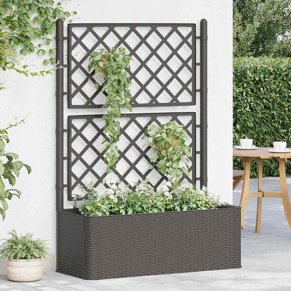 Vidaxl Garden Raised Bed With Trellis And Self Watering System Anthracite Raised Garden Beds