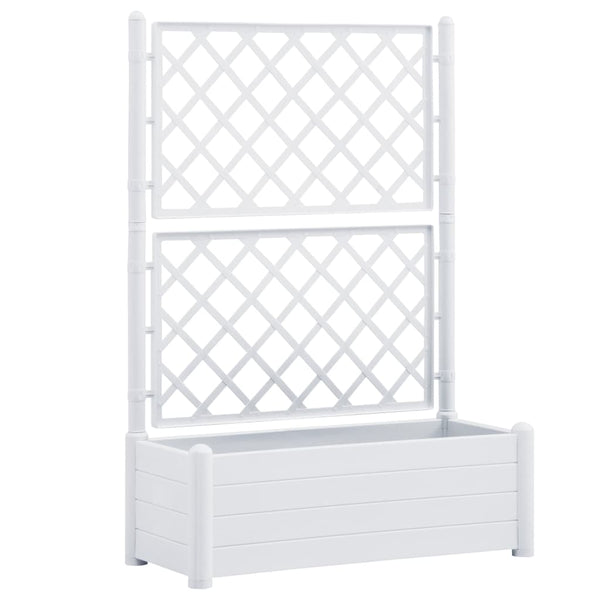 Planters & Vases Garden Planter With Trellis 100X43x142 Cm Pp White