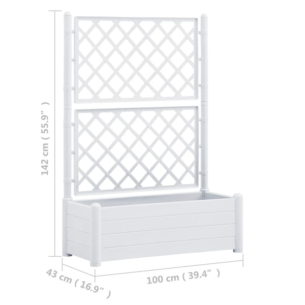 Planters & Vases Garden Planter With Trellis 100X43x142 Cm Pp White