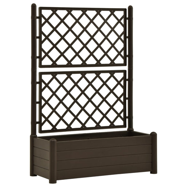 Garden Planter With Trellis 100X43x142 Cm Pp Mocha Planters & Vases