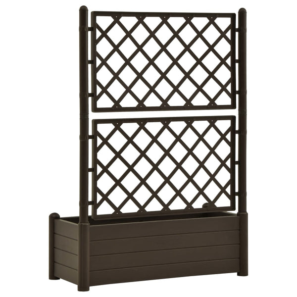 Garden Planter With Trellis 100X43x142 Cm Pp Mocha Planters & Vases