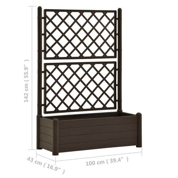 Garden Planter With Trellis 100X43x142 Cm Pp Mocha Planters & Vases