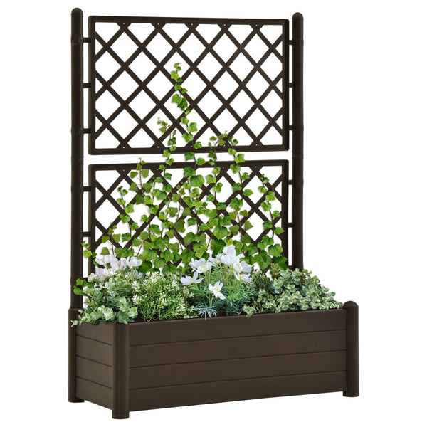 Garden Planter With Trellis 100X43x142 Cm Pp Mocha Planters & Vases