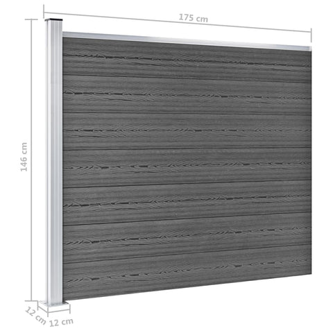 Fence Panel Wpc 175X146 Cm Black